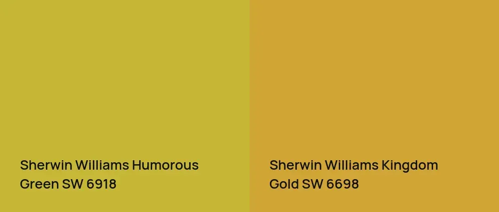 Sherwin Williams Humorous Green SW 6918 vs Sherwin Williams Kingdom Gold SW 6698