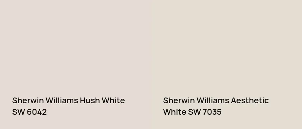 Sherwin Williams Hush White SW 6042 vs Sherwin Williams Aesthetic White SW 7035