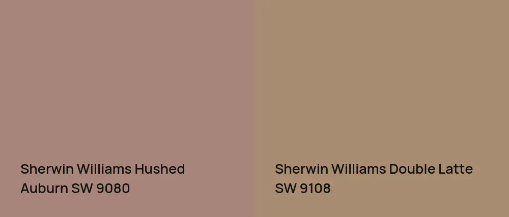 Sherwin Williams Hushed Auburn SW 9080 vs Sherwin Williams Double Latte SW 9108