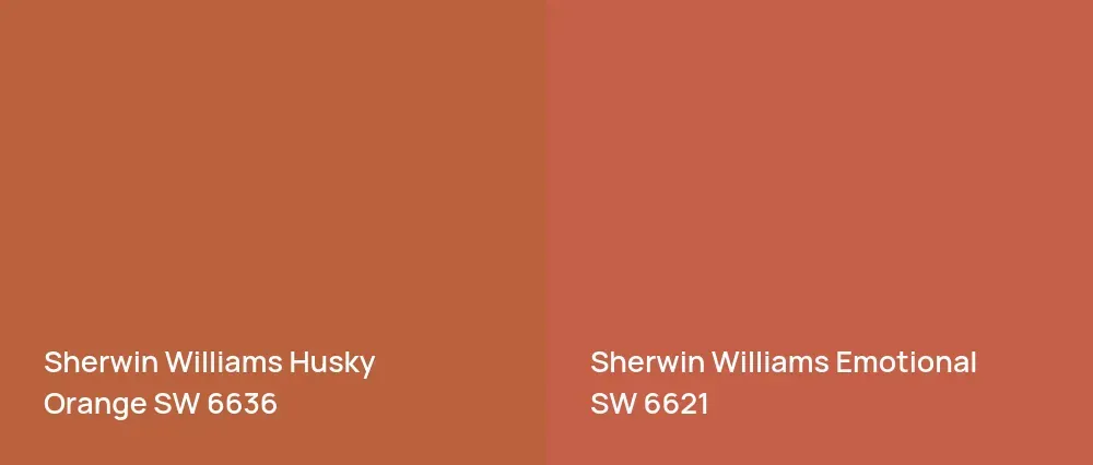 Sherwin Williams Husky Orange SW 6636 vs Sherwin Williams Emotional SW 6621