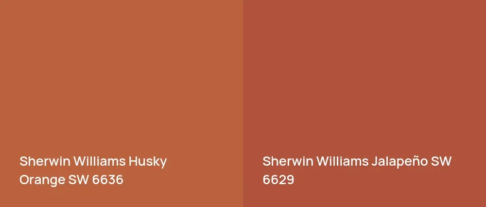 Sherwin Williams Husky Orange SW 6636 vs Sherwin Williams Jalapeño SW 6629