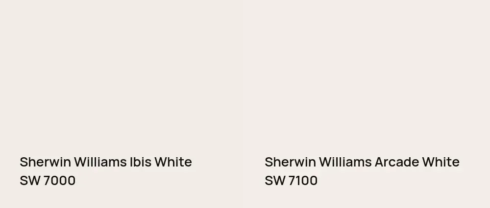 Sherwin Williams Ibis White SW 7000 vs Sherwin Williams Arcade White SW 7100