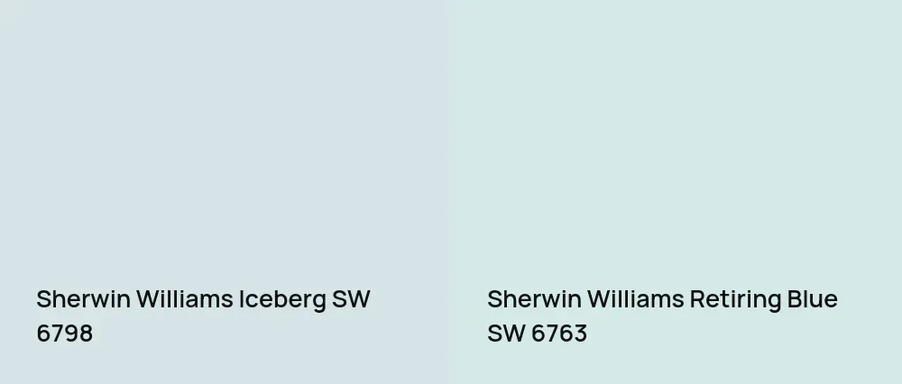 Sherwin Williams Iceberg SW 6798 vs Sherwin Williams Retiring Blue SW 6763