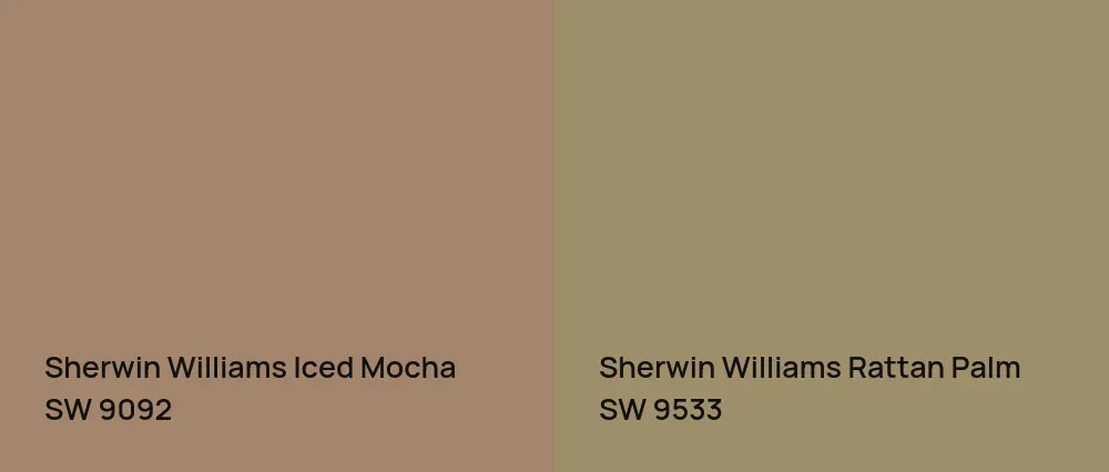 Sherwin Williams Iced Mocha SW 9092 vs Sherwin Williams Rattan Palm SW 9533