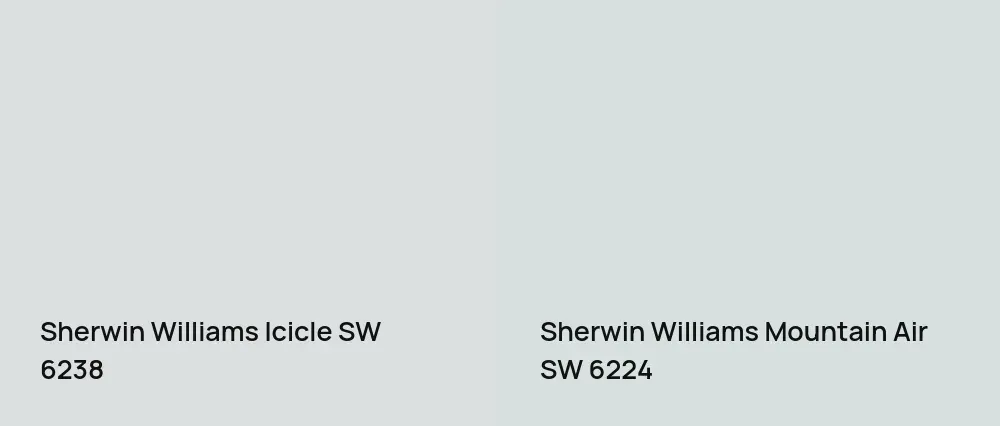 Sherwin Williams Icicle SW 6238 vs Sherwin Williams Mountain Air SW 6224