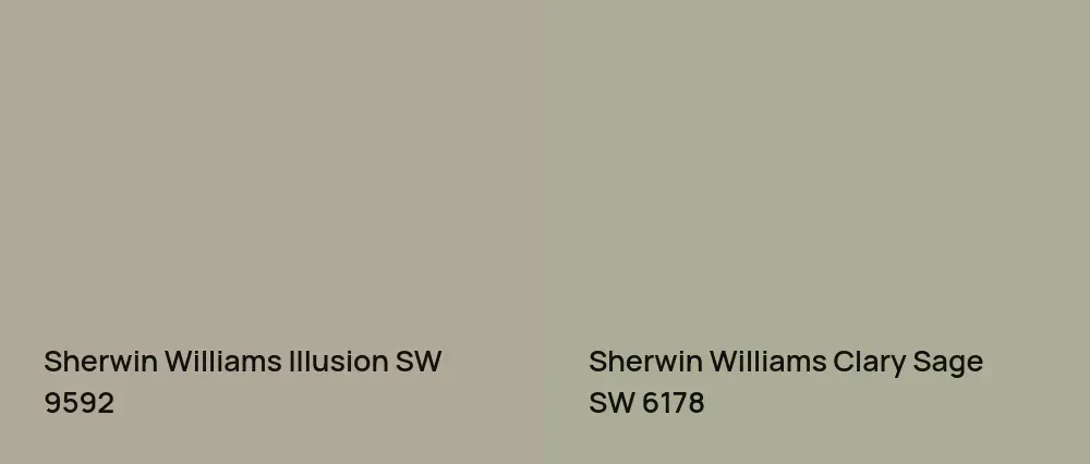 Sherwin Williams Illusion SW 9592 vs Sherwin Williams Clary Sage SW 6178