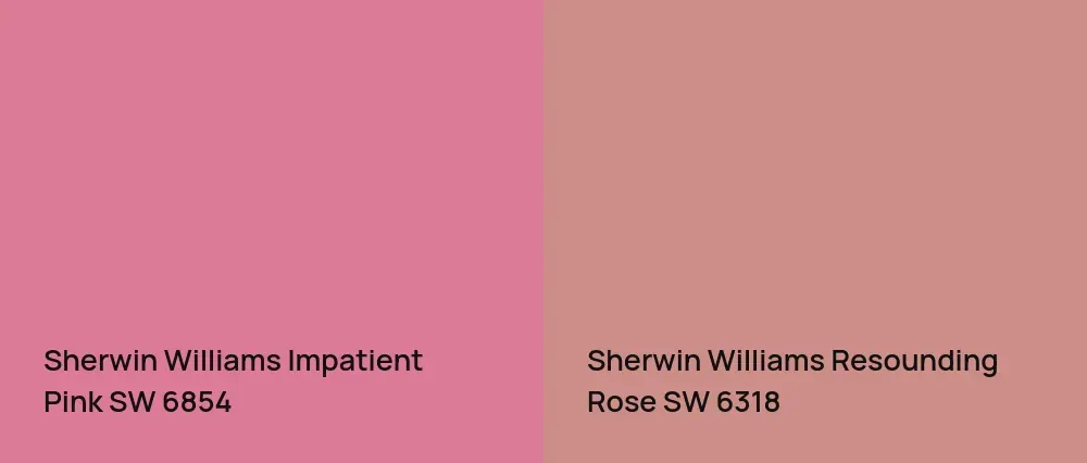 Sherwin Williams Impatient Pink SW 6854 vs Sherwin Williams Resounding Rose SW 6318