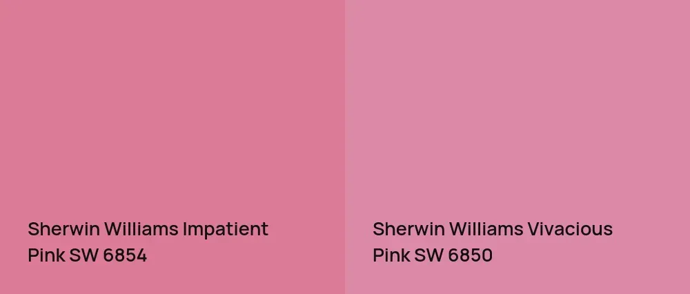 Sherwin Williams Impatient Pink SW 6854 vs Sherwin Williams Vivacious Pink SW 6850