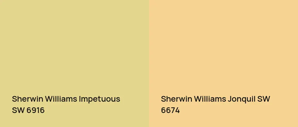 Sherwin Williams Impetuous SW 6916 vs Sherwin Williams Jonquil SW 6674