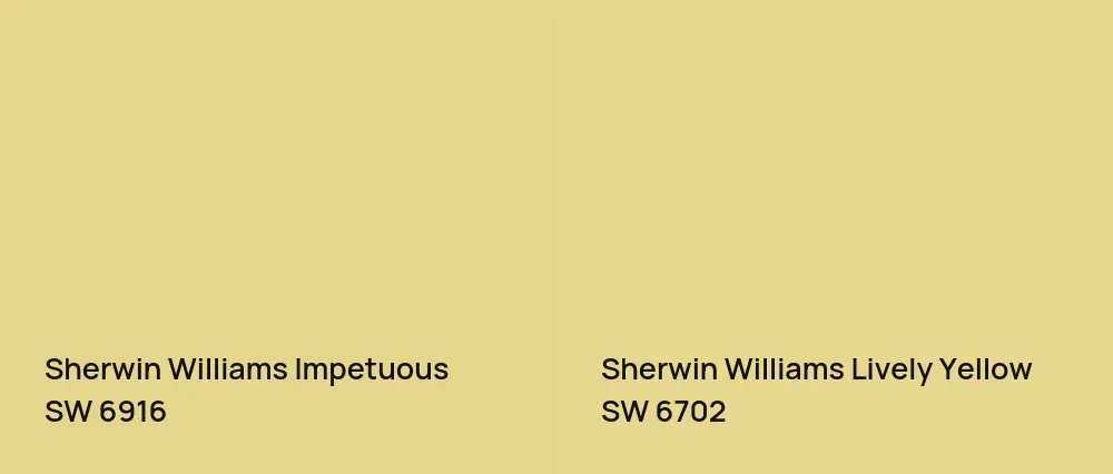 Sherwin Williams Impetuous SW 6916 vs Sherwin Williams Lively Yellow SW 6702