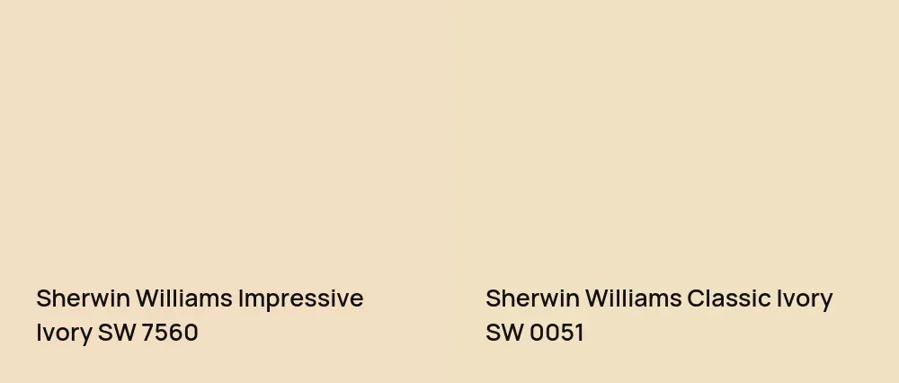 Sherwin Williams Impressive Ivory SW 7560 vs Sherwin Williams Classic Ivory SW 0051