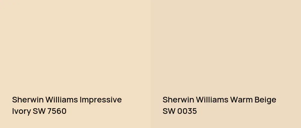 Sherwin Williams Impressive Ivory SW 7560 vs Sherwin Williams Warm Beige SW 0035