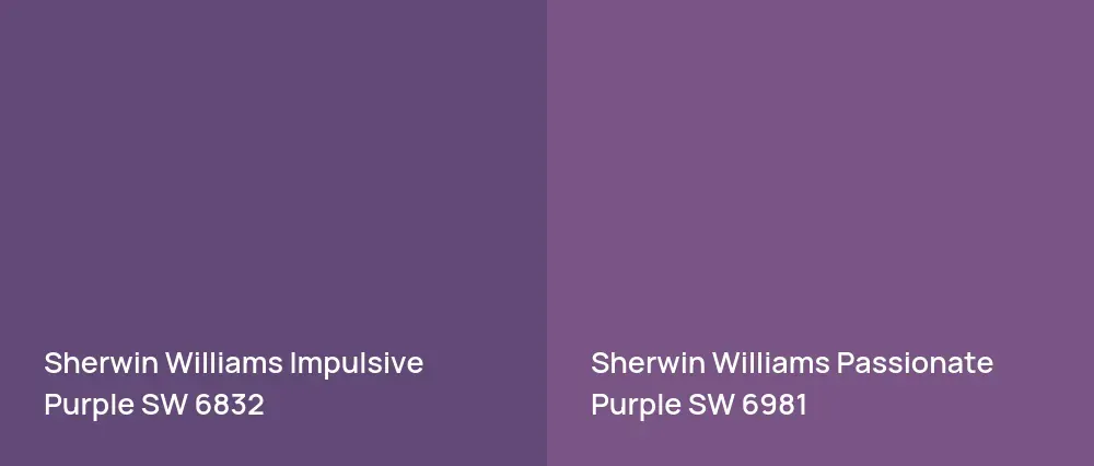 Sherwin Williams Impulsive Purple SW 6832 vs Sherwin Williams Passionate Purple SW 6981