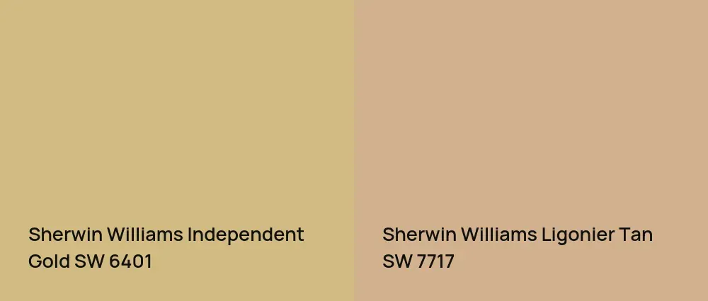 Sherwin Williams Independent Gold SW 6401 vs Sherwin Williams Ligonier Tan SW 7717