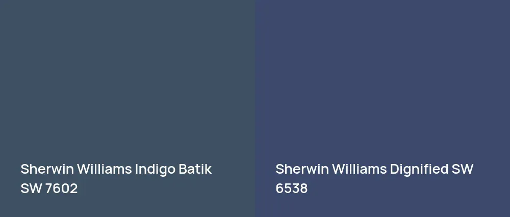 Sherwin Williams Indigo Batik SW 7602 vs Sherwin Williams Dignified SW 6538