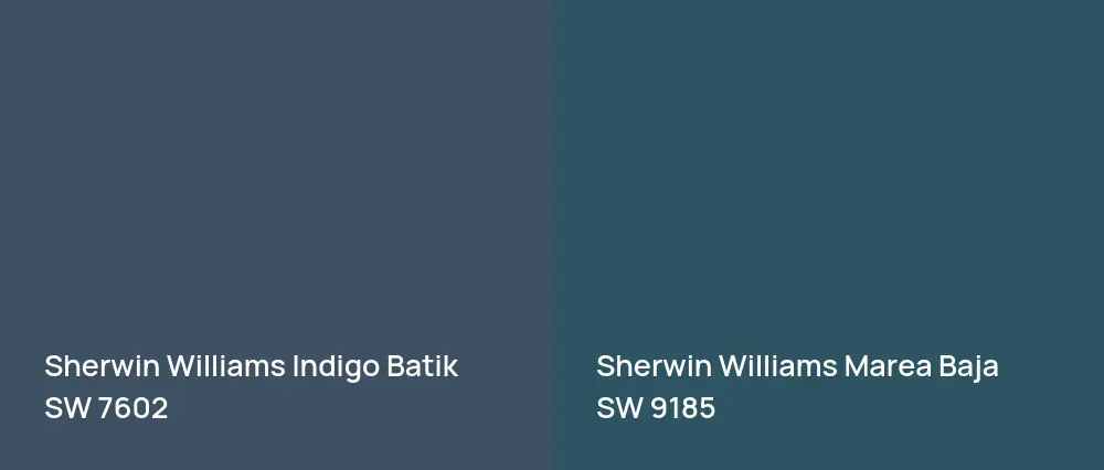 Sherwin Williams Indigo Batik SW 7602 vs Sherwin Williams Marea Baja SW 9185