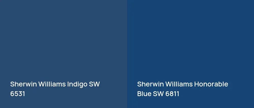 Sherwin Williams Indigo SW 6531 vs Sherwin Williams Honorable Blue SW 6811