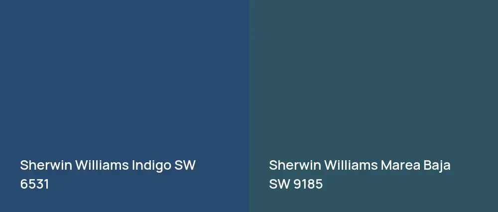 Sherwin Williams Indigo SW 6531 vs Sherwin Williams Marea Baja SW 9185