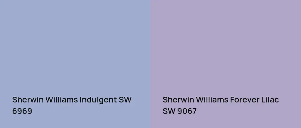 Sherwin Williams Indulgent SW 6969 vs Sherwin Williams Forever Lilac SW 9067