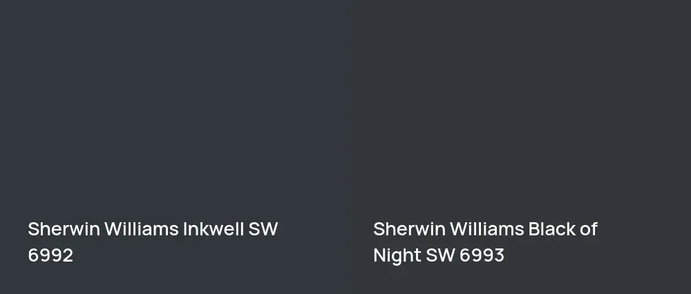 Sherwin Williams Inkwell SW 6992 vs Sherwin Williams Black of Night SW 6993