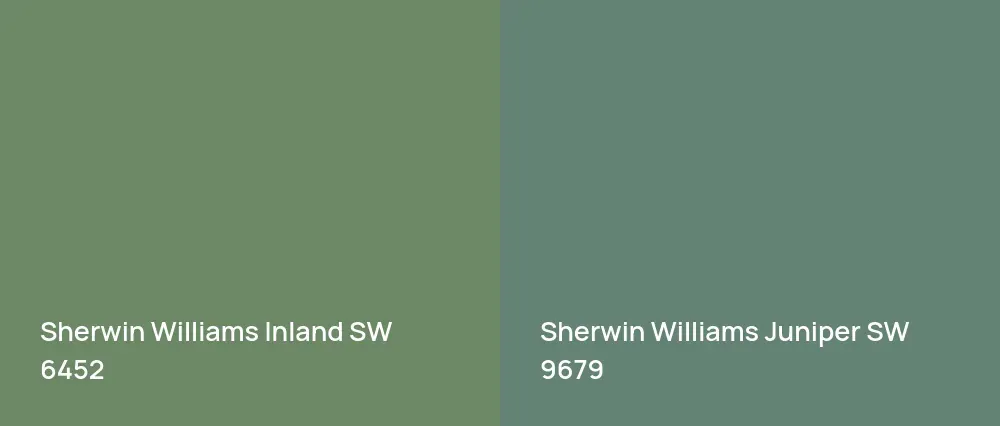 Sherwin Williams Inland SW 6452 vs Sherwin Williams Juniper SW 9679
