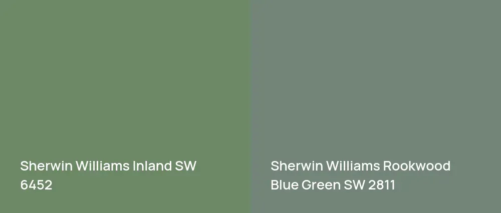 Sherwin Williams Inland SW 6452 vs Sherwin Williams Rookwood Blue Green SW 2811