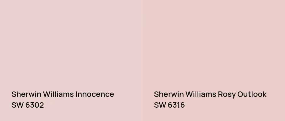 Sherwin Williams Innocence SW 6302 vs Sherwin Williams Rosy Outlook SW 6316
