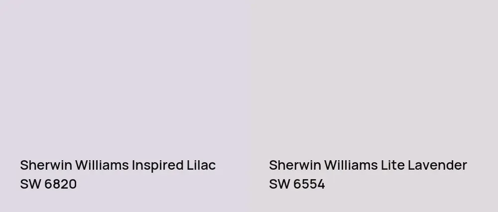 Sherwin Williams Inspired Lilac SW 6820 vs Sherwin Williams Lite Lavender SW 6554