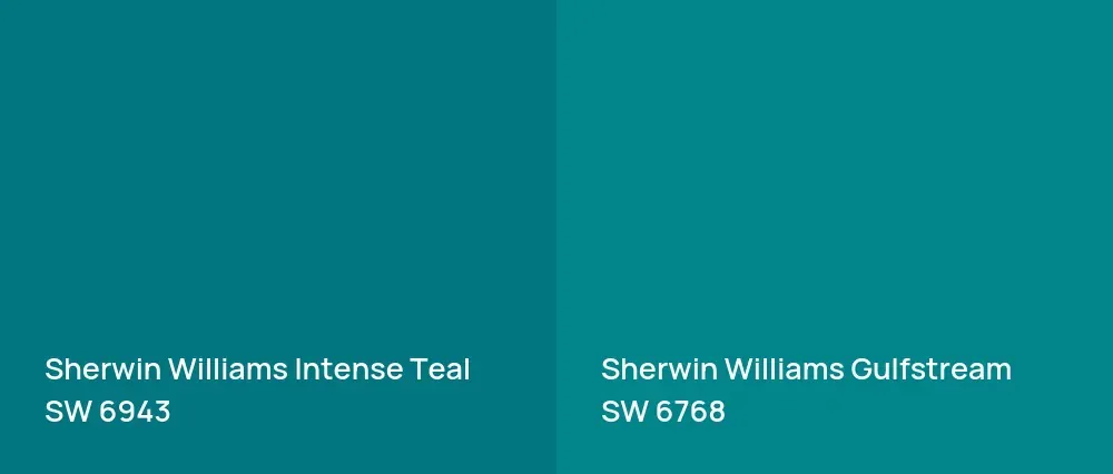 Sherwin Williams Intense Teal SW 6943 vs Sherwin Williams Gulfstream SW 6768