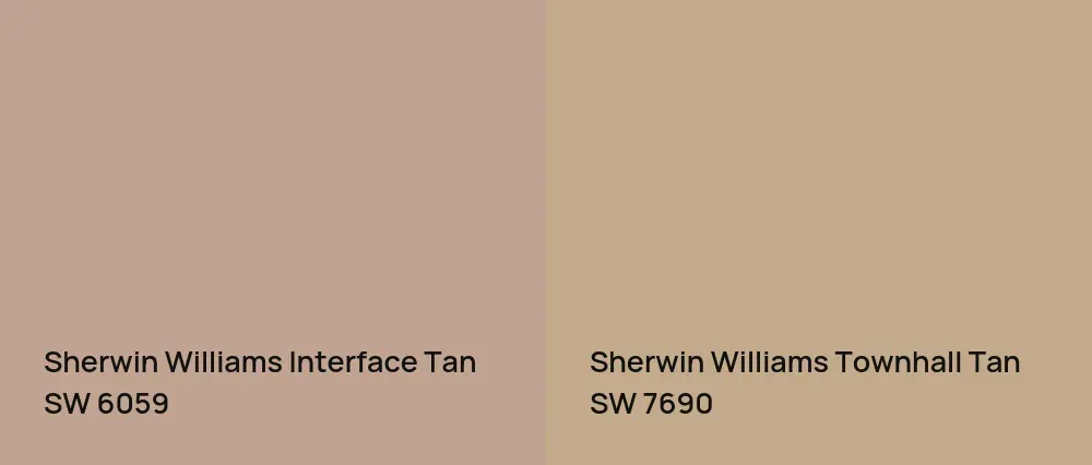 Sherwin Williams Interface Tan SW 6059 vs Sherwin Williams Townhall Tan SW 7690