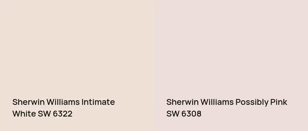 Sherwin Williams Intimate White SW 6322 vs Sherwin Williams Possibly Pink SW 6308