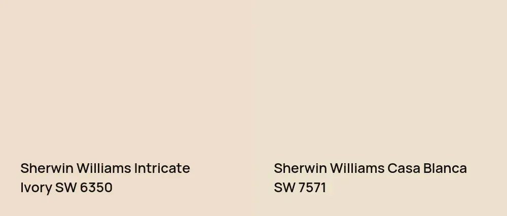 Sherwin Williams Intricate Ivory SW 6350 vs Sherwin Williams Casa Blanca SW 7571