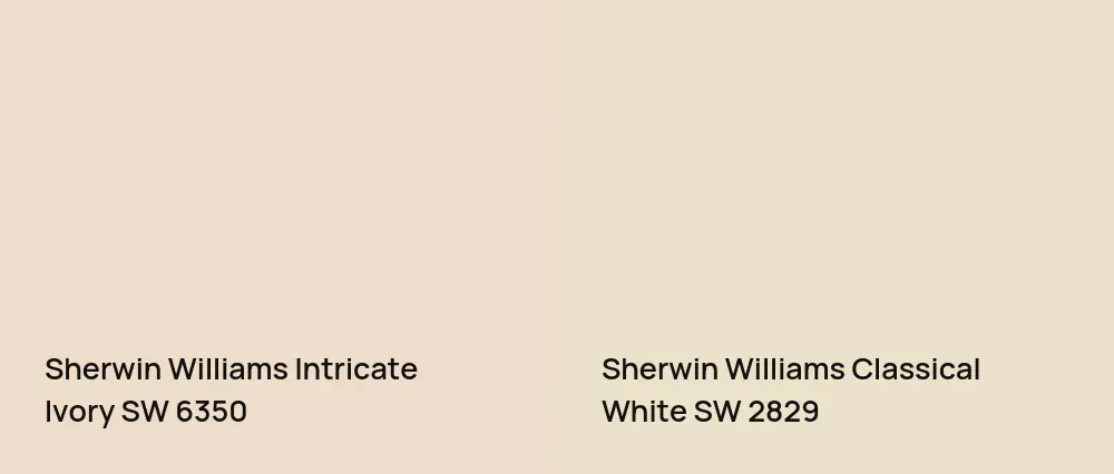 Sherwin Williams Intricate Ivory SW 6350 vs Sherwin Williams Classical White SW 2829