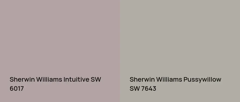 Sherwin Williams Intuitive SW 6017 vs Sherwin Williams Pussywillow SW 7643