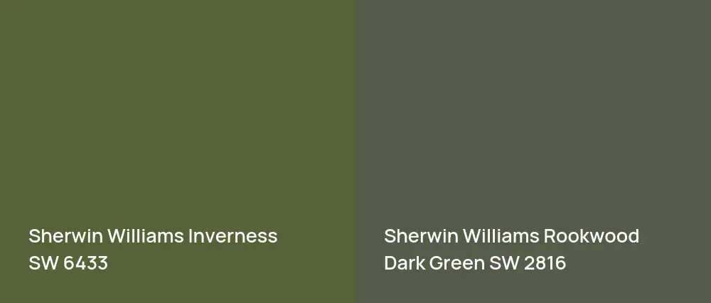 Sherwin Williams Inverness SW 6433 vs Sherwin Williams Rookwood Dark Green SW 2816