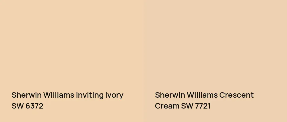 Sherwin Williams Inviting Ivory SW 6372 vs Sherwin Williams Crescent Cream SW 7721