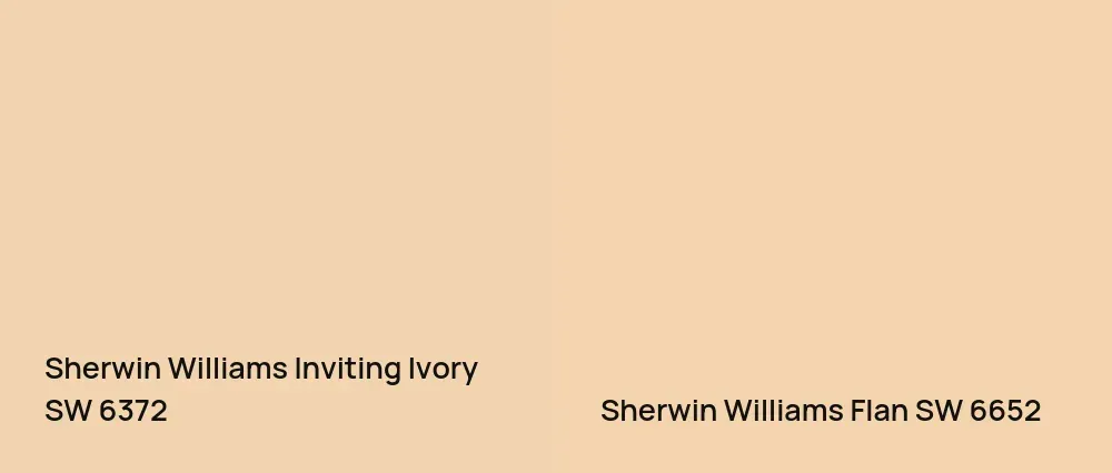 Sherwin Williams Inviting Ivory SW 6372 vs Sherwin Williams Flan SW 6652