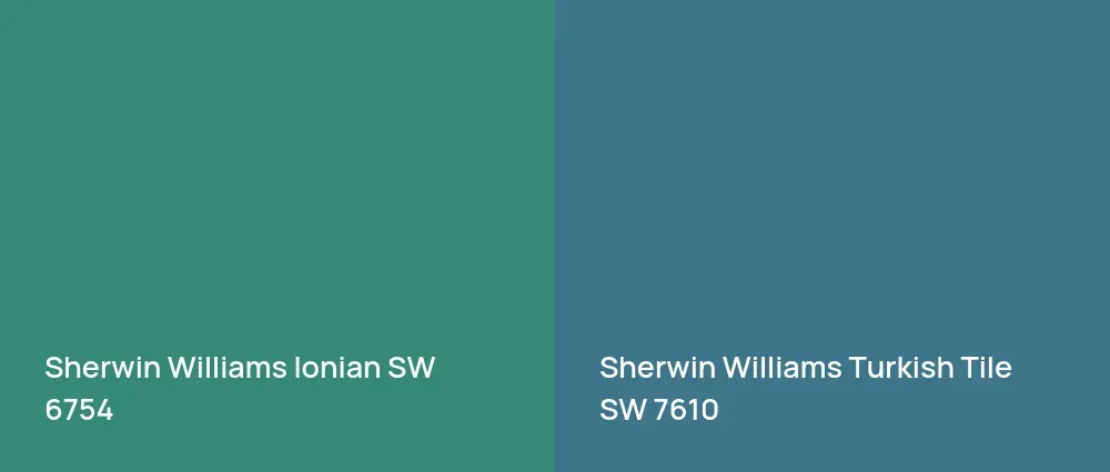 Sherwin Williams Ionian SW 6754 vs Sherwin Williams Turkish Tile SW 7610
