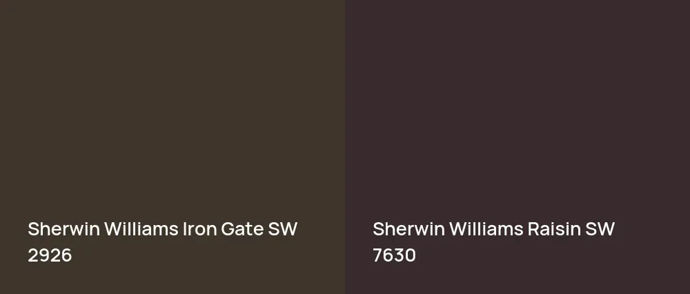 Sherwin Williams Iron Gate SW 2926 vs Sherwin Williams Raisin SW 7630