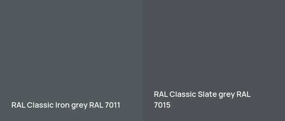 RAL Classic  Iron grey RAL 7011 vs RAL Classic  Slate grey RAL 7015