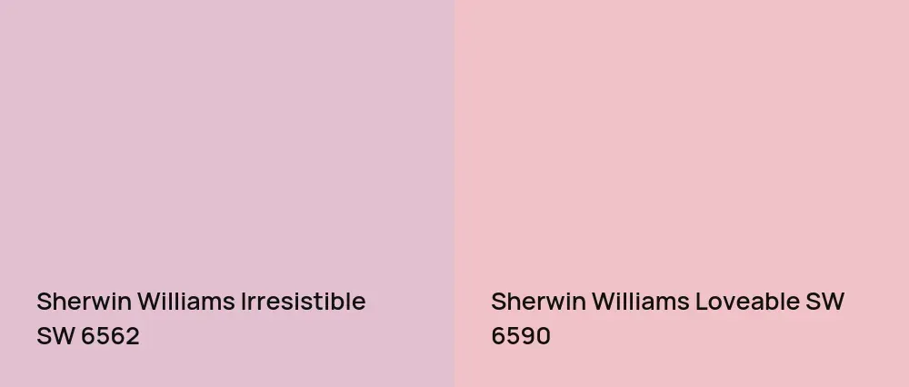 Sherwin Williams Irresistible SW 6562 vs Sherwin Williams Loveable SW 6590