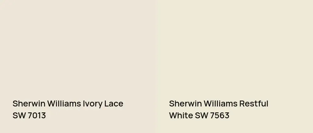 Sherwin Williams Ivory Lace SW 7013 vs Sherwin Williams Restful White SW 7563