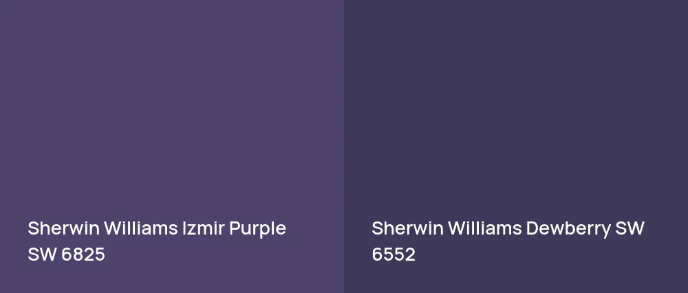 Sherwin Williams Izmir Purple SW 6825 vs Sherwin Williams Dewberry SW 6552