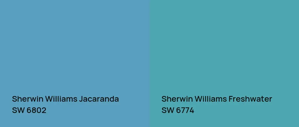 Sherwin Williams Jacaranda SW 6802 vs Sherwin Williams Freshwater SW 6774