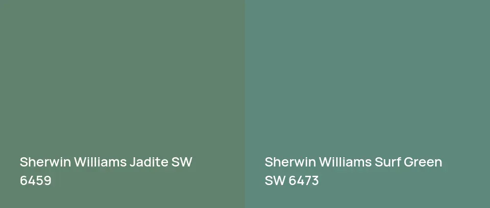 Sherwin Williams Jadite SW 6459 vs Sherwin Williams Surf Green SW 6473