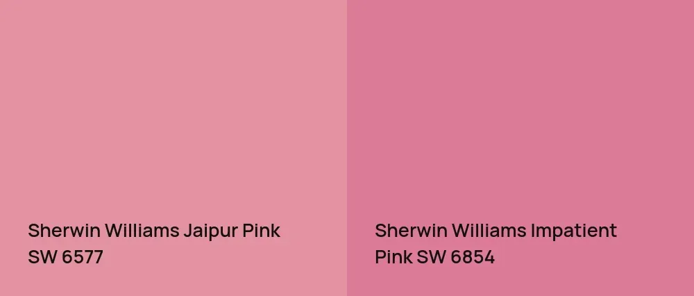 Sherwin Williams Jaipur Pink SW 6577 vs Sherwin Williams Impatient Pink SW 6854