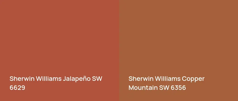 Sherwin Williams Jalapeño SW 6629 vs Sherwin Williams Copper Mountain SW 6356