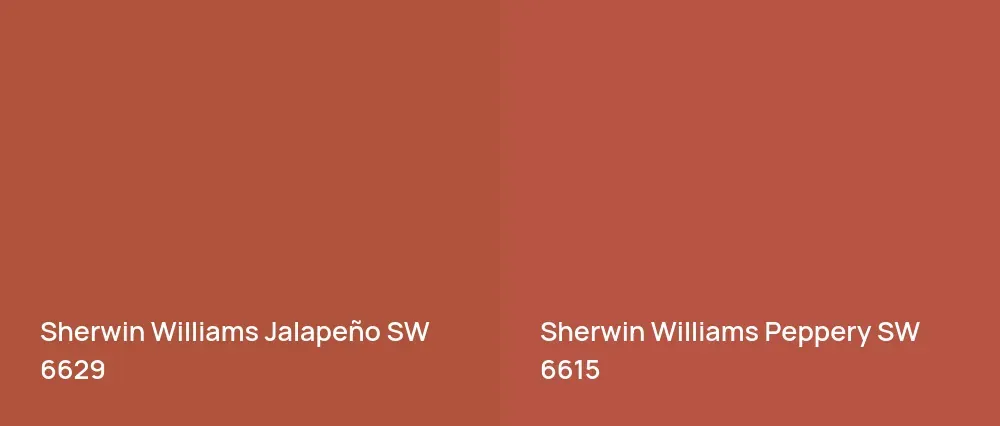 Sherwin Williams Jalapeño SW 6629 vs Sherwin Williams Peppery SW 6615