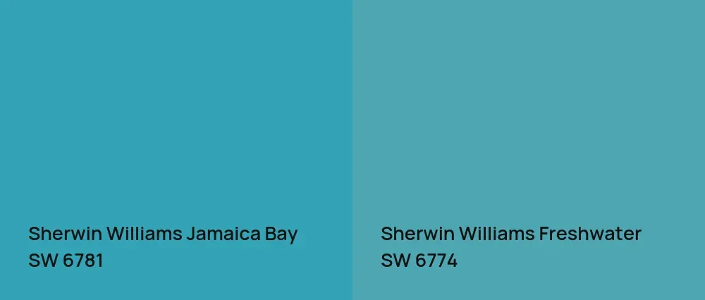 Sherwin Williams Jamaica Bay SW 6781 vs Sherwin Williams Freshwater SW 6774