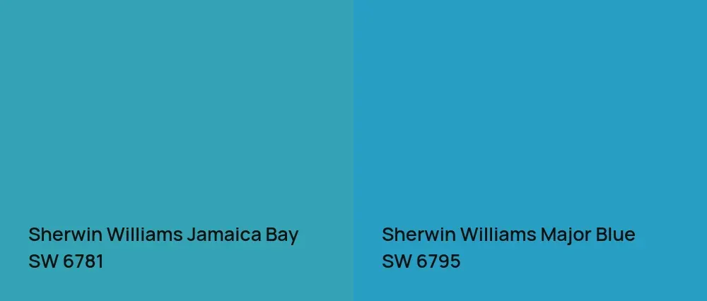 Sherwin Williams Jamaica Bay SW 6781 vs Sherwin Williams Major Blue SW 6795